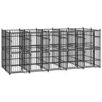 vidaXL Outdoor Dog Kennel with Roof, Large Steel Pet Enclosure for Multiple Dogs, Weatherproof and Secure Shelter