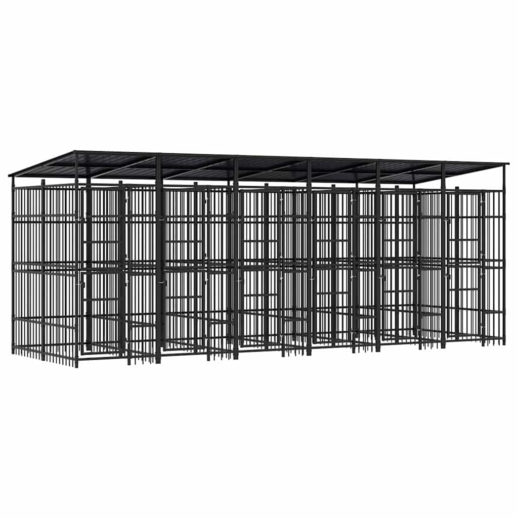 Outdoor Dog Kennel with Roof Steel 119 ft²