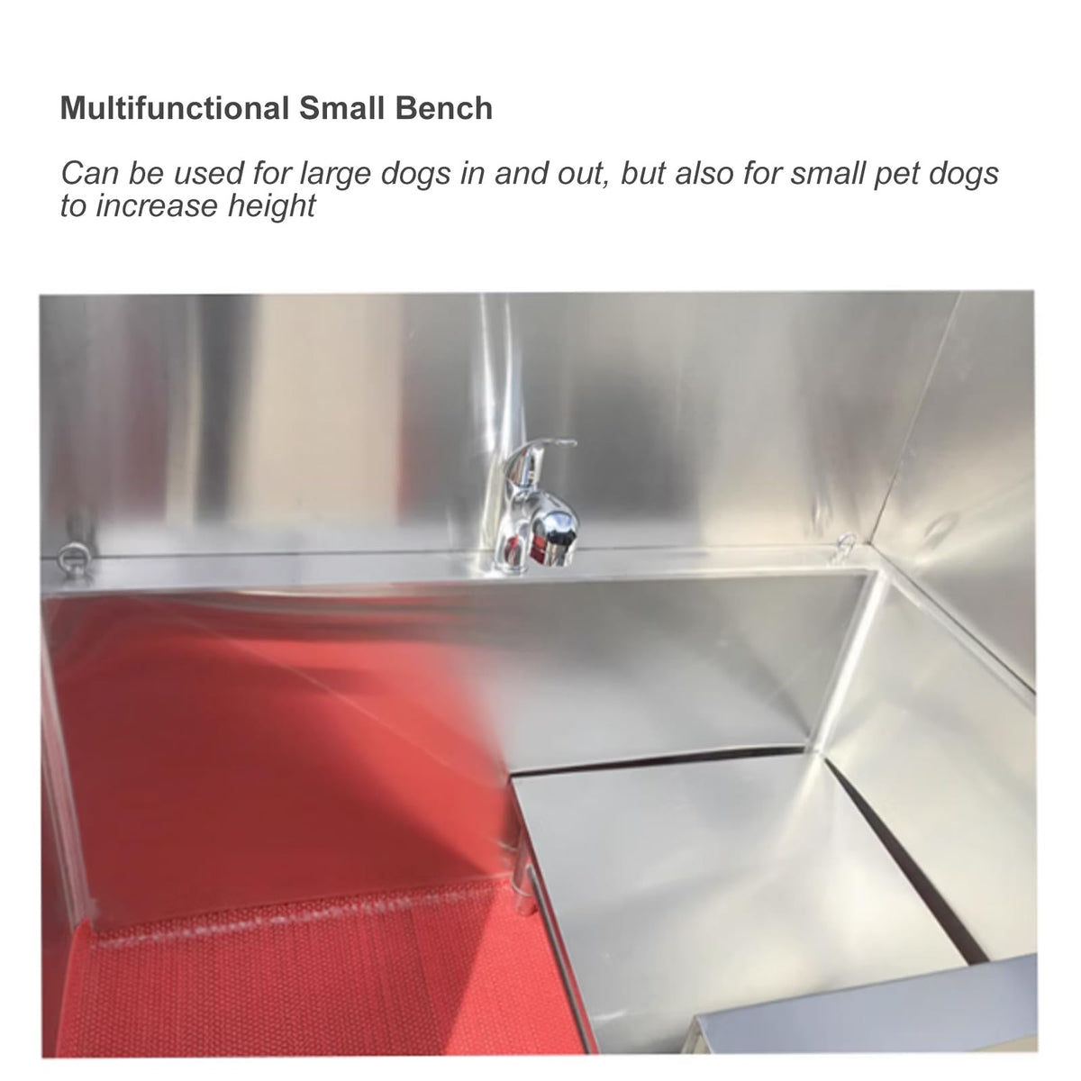 Large Dog Grooming Bathtub Station Stainless Steel Pet Grooming Tub Professional Dog Wash Shower Sink with Stairs(53in,Deep:50cm/19.6in)