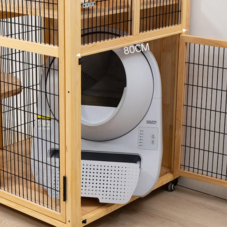 Indoor cat cage Rat Cat Villa Wood Cage Extra Large Pet Home Three Floors and Four Free Space Exercise Place
