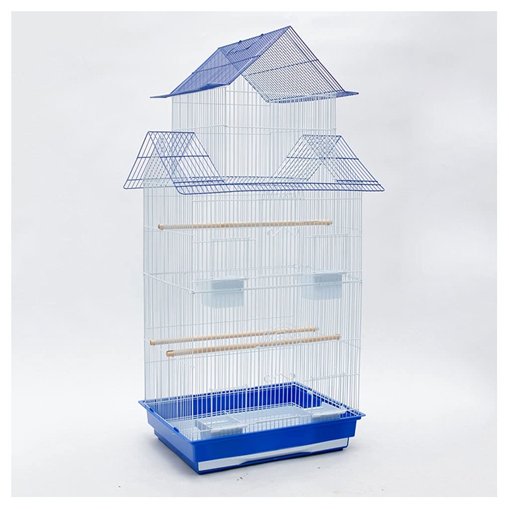 Bird Cage Parakeet Bird Cage Large Stainless Steel Plating Bird Cage Ling Painted Wrought Iron Parrot Cage Suitable for Canary Love Bird Pigeon Pet Suppliesblu,