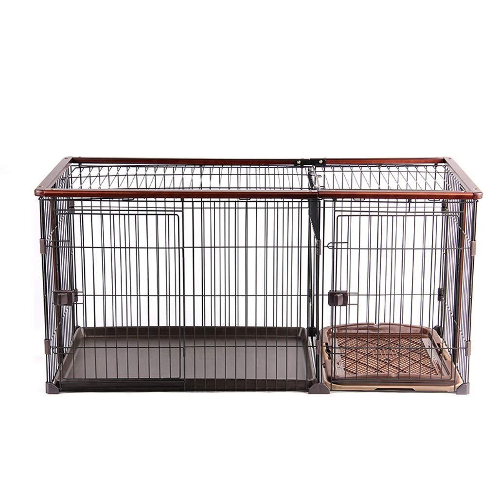 Crate Dog Cage Kennel with Toilet Pet Indoor Fence Fence Two-Bedroom Dog House Pet Playpen (Medium)