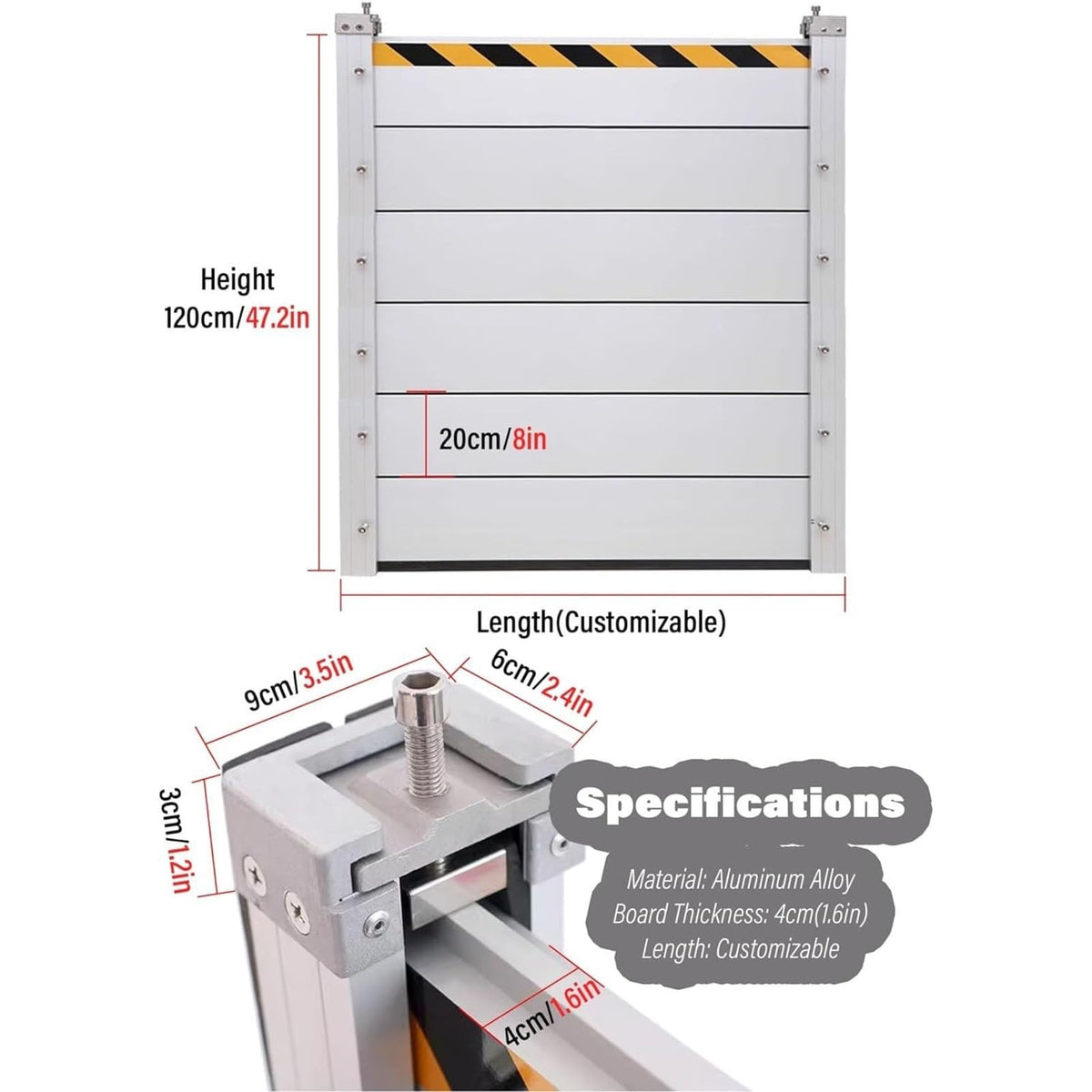 Aluminum Flood Barriers/Gates for Home Doors, Reusable Flood Prevention Barrier Water Stopper Shield for Outside/Indoor/Garage Door/Basement Entrance/Patio/Gates Subways(H 4ft/120cm,L 350cm(11.5ft))