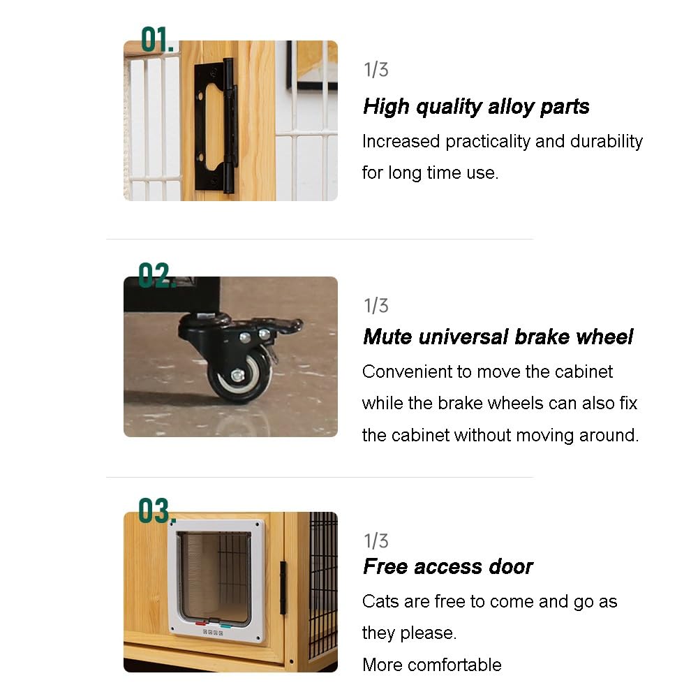 Indoor cat cage Rat Cat Villa Wood Cage Extra Large Pet Home Three Floors and Four Free Space Exercise Place