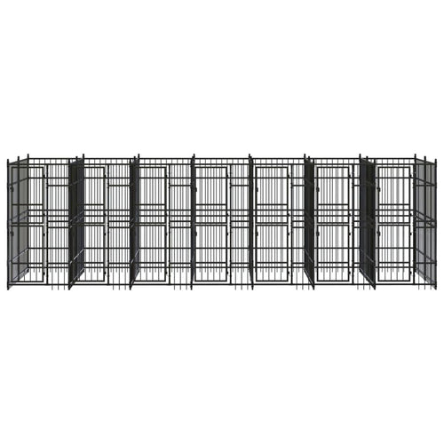 Black Powder-Coated Steel Outdoor Dog Kennel, 12.9 sq ft Spacious Pet Enclosure, Rectangular Dog Run with Secure Lock for Yard, Large