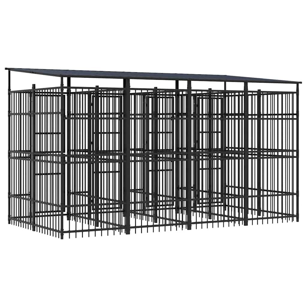 Large Outdoor Dog Kennel, Heavy Duty Powder-Coated Steel Pet Playpen for Backyard, Durable Enclosure for Dogs, Cats and Small Animals, 153.9 x 78.7 x 89.8 Inches