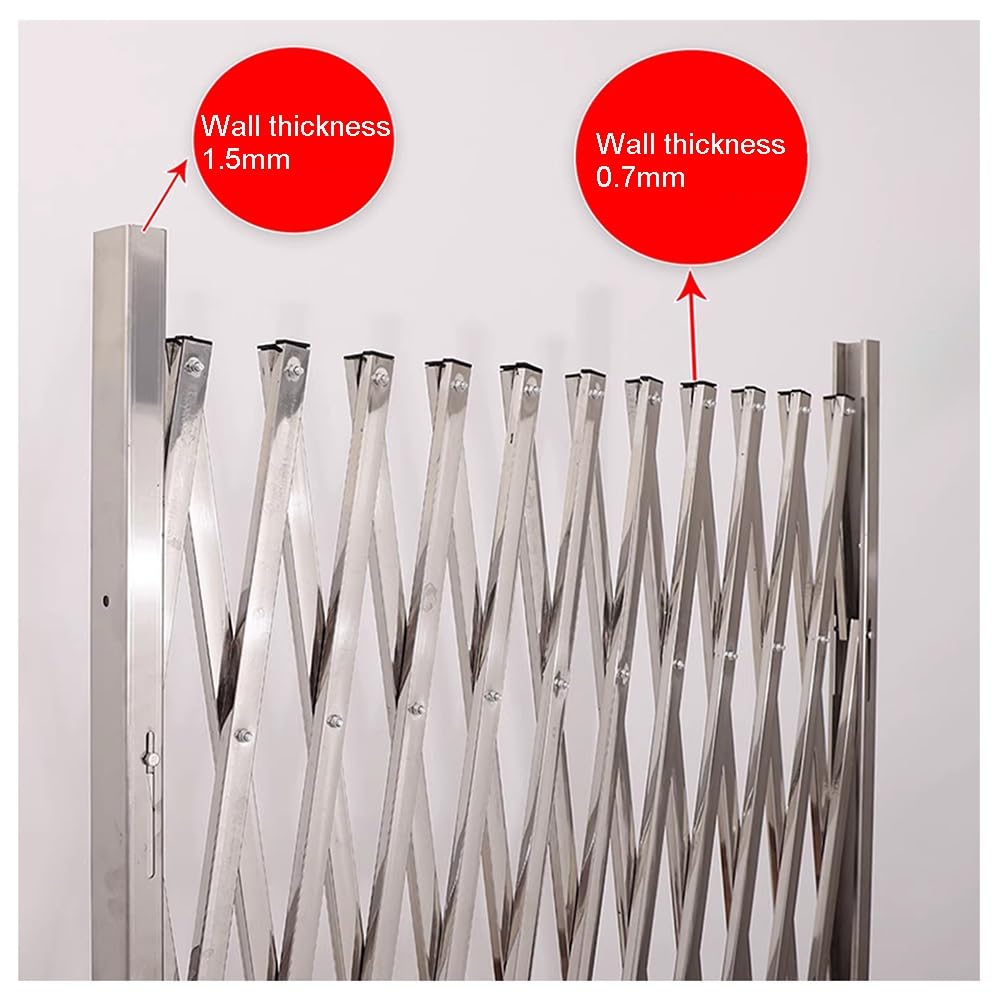 Adjustable Stainless Steel Expandable Gate with Wheels, Retractable Traffic Barrier for Driveway, Flexible Crowd Control Solution, Safe and Durable Barrier System