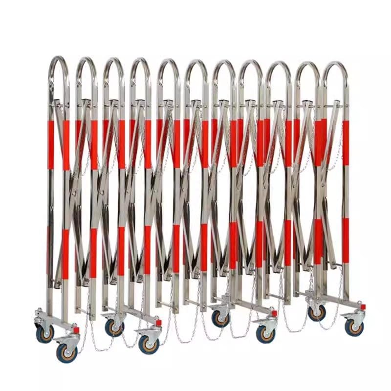 Retractable Traffic Barrier Folding Gate Mobile Expandable Metal Barrier 2.5 to 20m Outdoor Stainless Steel Barrier with Wheels for Industrial Use
