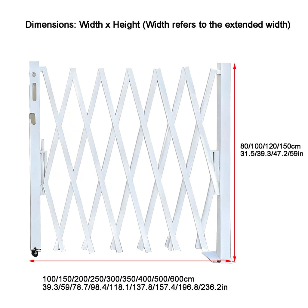 Expandable Metal Safe Gate with Wheels, Adjustable le Ga BER, Foldable Road Closure Fence (39.4 x 98.4 inches), Easy Installat, Flexible Design for Home & Pets