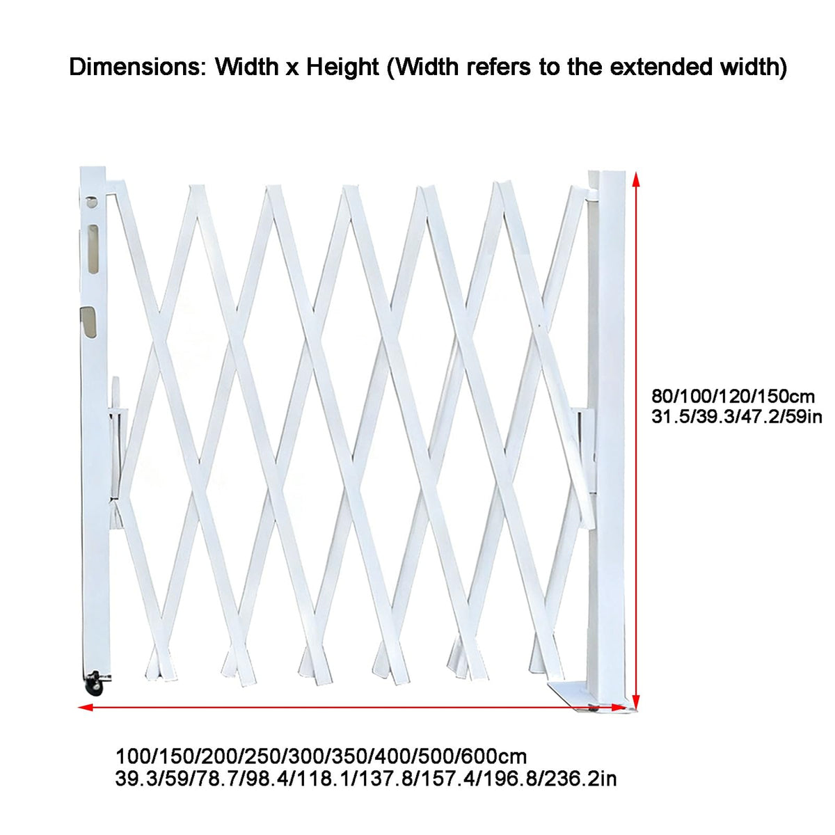 Expandable Metal Safe Gate with Wheels, Adjustable le Ga BER, Foldable Road Closure Fence (39.4 x 98.4 inches), Easy Installat, Flexible Design for Home & Pets