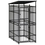 vidaXL Outdoor Dog Kennel with Roof, Large Steel Pet Enclosure for Multiple Dogs, Weatherproof and Secure Shelter