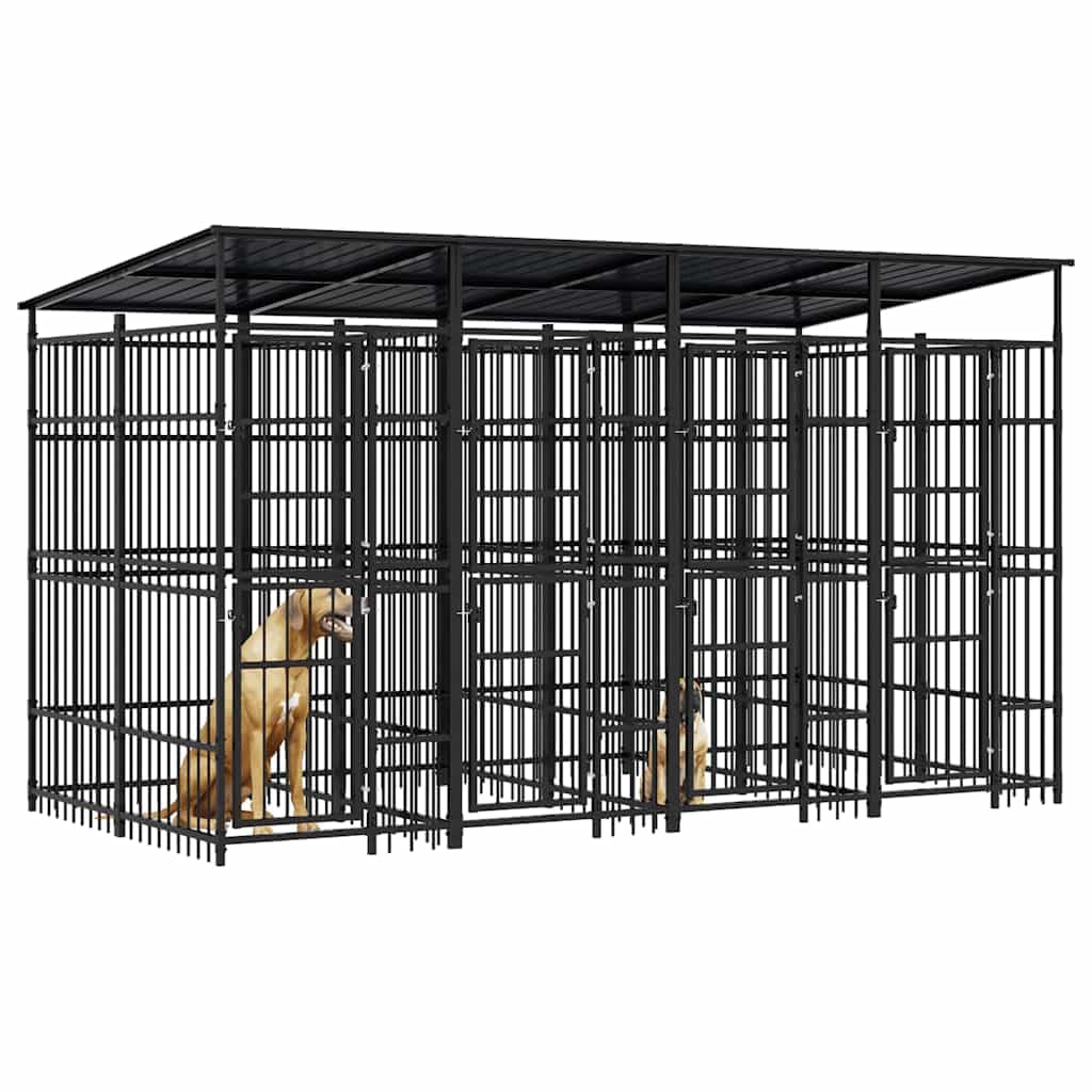 Large Outdoor Dog Kennel, Heavy Duty Powder-Coated Steel Pet Playpen for Backyard, Durable Enclosure for Dogs, Cats and Small Animals, 153.9 x 78.7 x 89.8 Inches