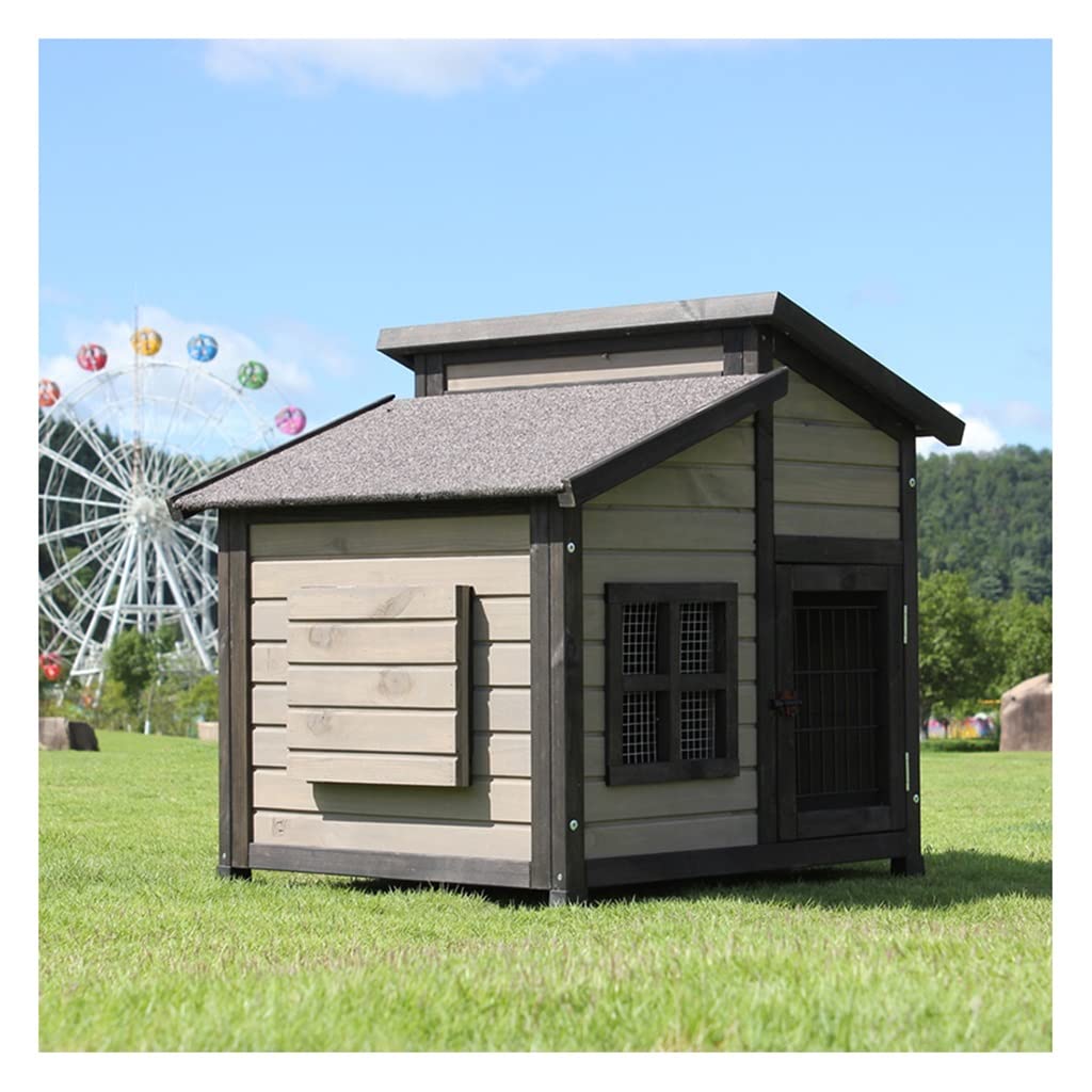 Dog Houses Outdoor Solid Wood Pet House Dog House, Luxury Cabin Rain and Sun Protection, for Large and Medium Pets, Easy to Install (Size : 101.5x110x116)