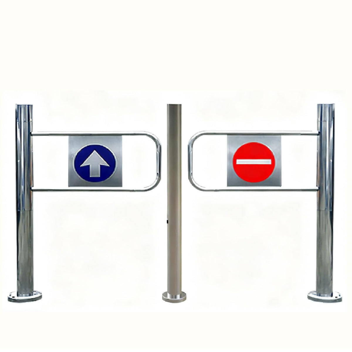 Single-Swing Entrance Door Manual Pedestrian Gate Stainless Steel Double Leaf Automatic Close Metal Half-Height Gate (130cm/51.2in) for Market Use