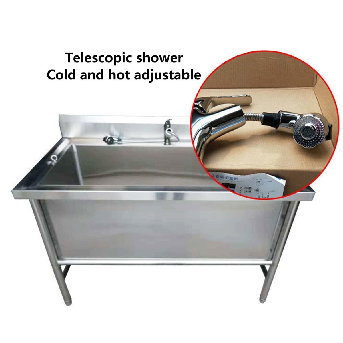 Professional Dog Grooming Bathtub Station, Bathing Station,Stainless Steel Dog Grooming Tub,Wash Shower Sink with Faucet