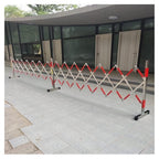 Expandable Stainless Steel Barricade Gate – Mobile Traffic Control Barrier, Accordion Fence for Crowd Safety, Temporary Roadblock for Schools, Hospitals, Public Spaces,Red Silver-1.2x8m