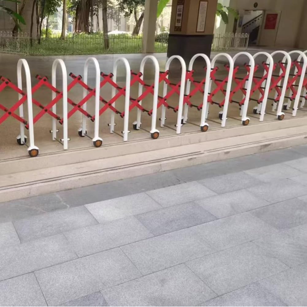 Security Barrier,Heavy-Duty Stainless Steel Retractable Traffic Fence, Adjustable Expandable Barricade for Airport, Driveway & Nursery Safety, Red (300x43x150cm)