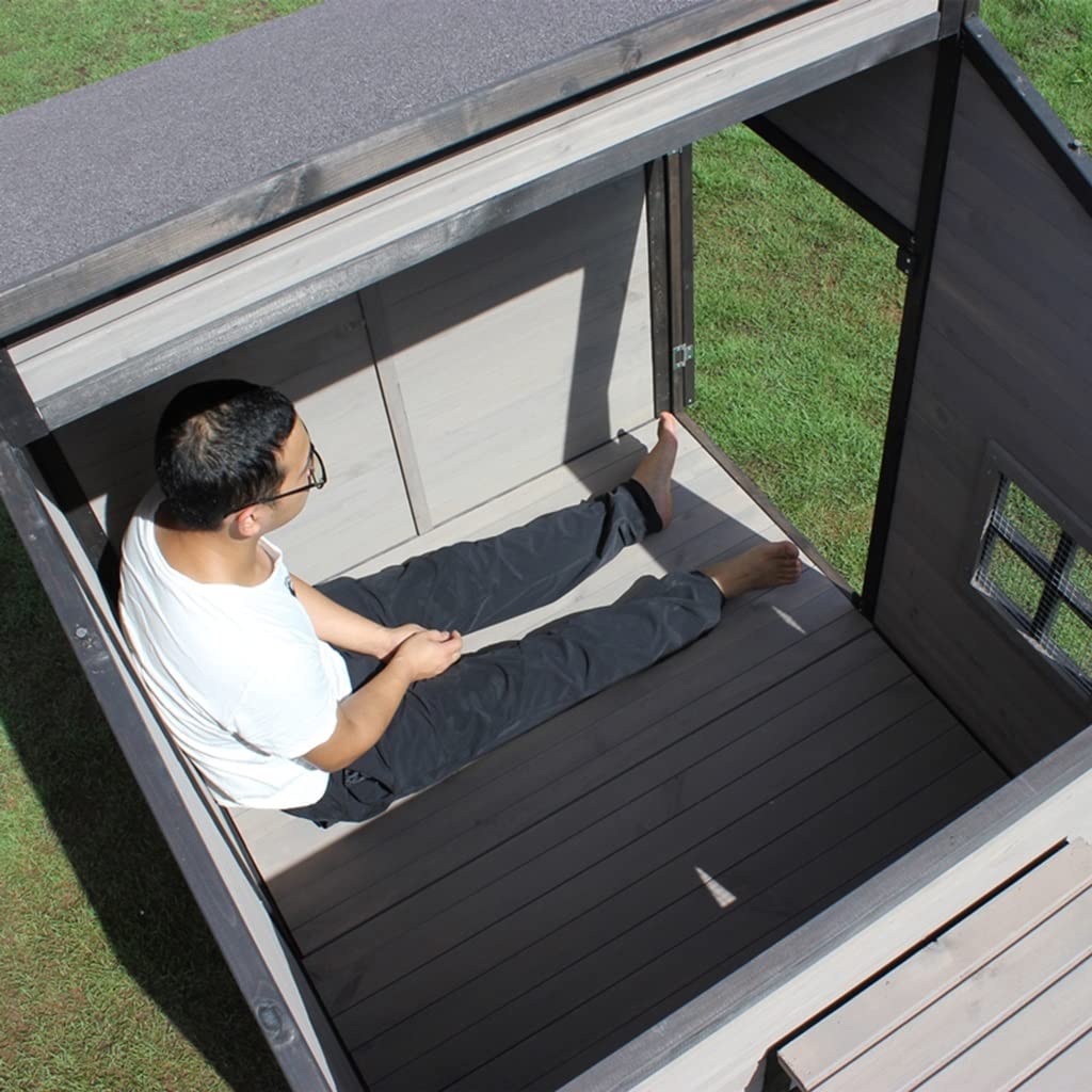 Dog Houses Outdoor Solid Wood Pet House Dog House, Luxury Cabin Rain and Sun Protection, for Large and Medium Pets, Easy to Install (Size : 101.5x110x116)