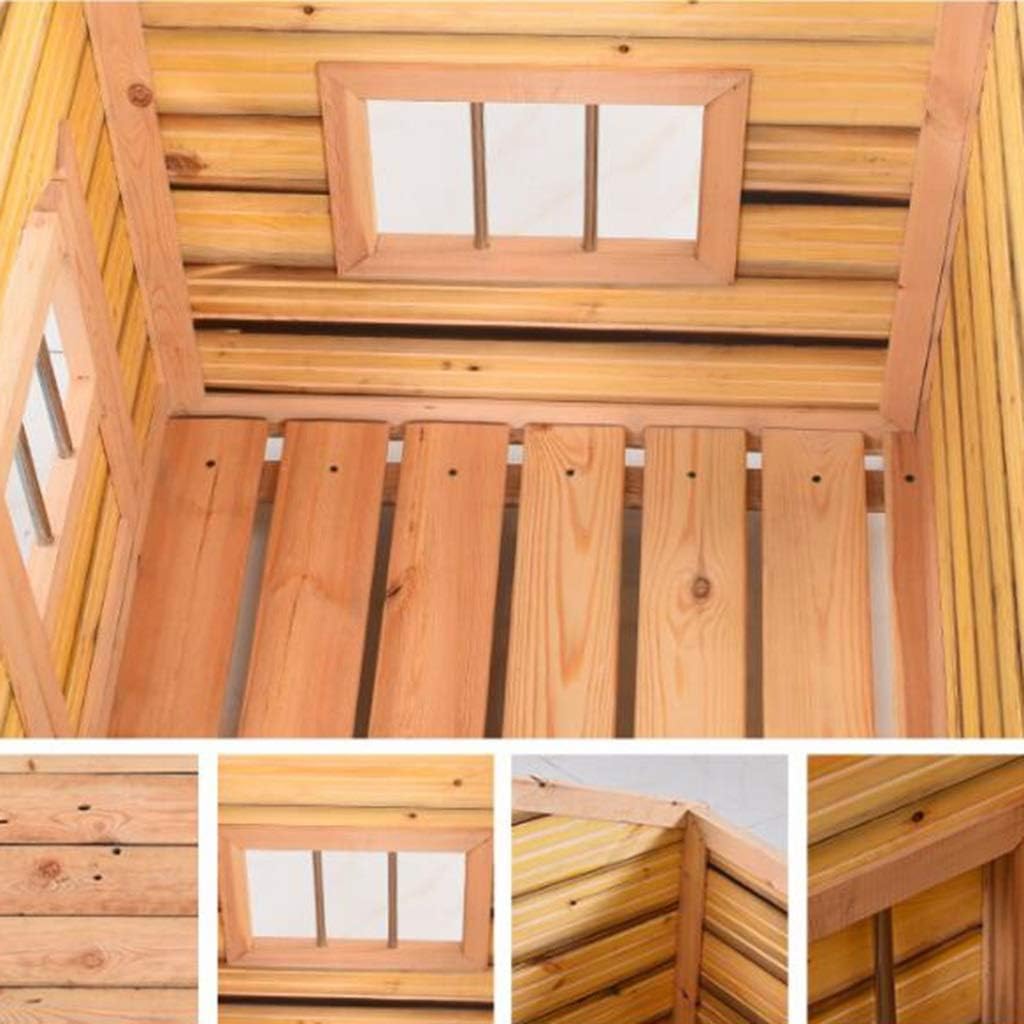 Ventilated Wooden House Outdoor Cartoon Pet Cage Indoor Pet Supplies Small and Medium-Sized Storage Box Gift Pet House,Natural-85x78x88cm