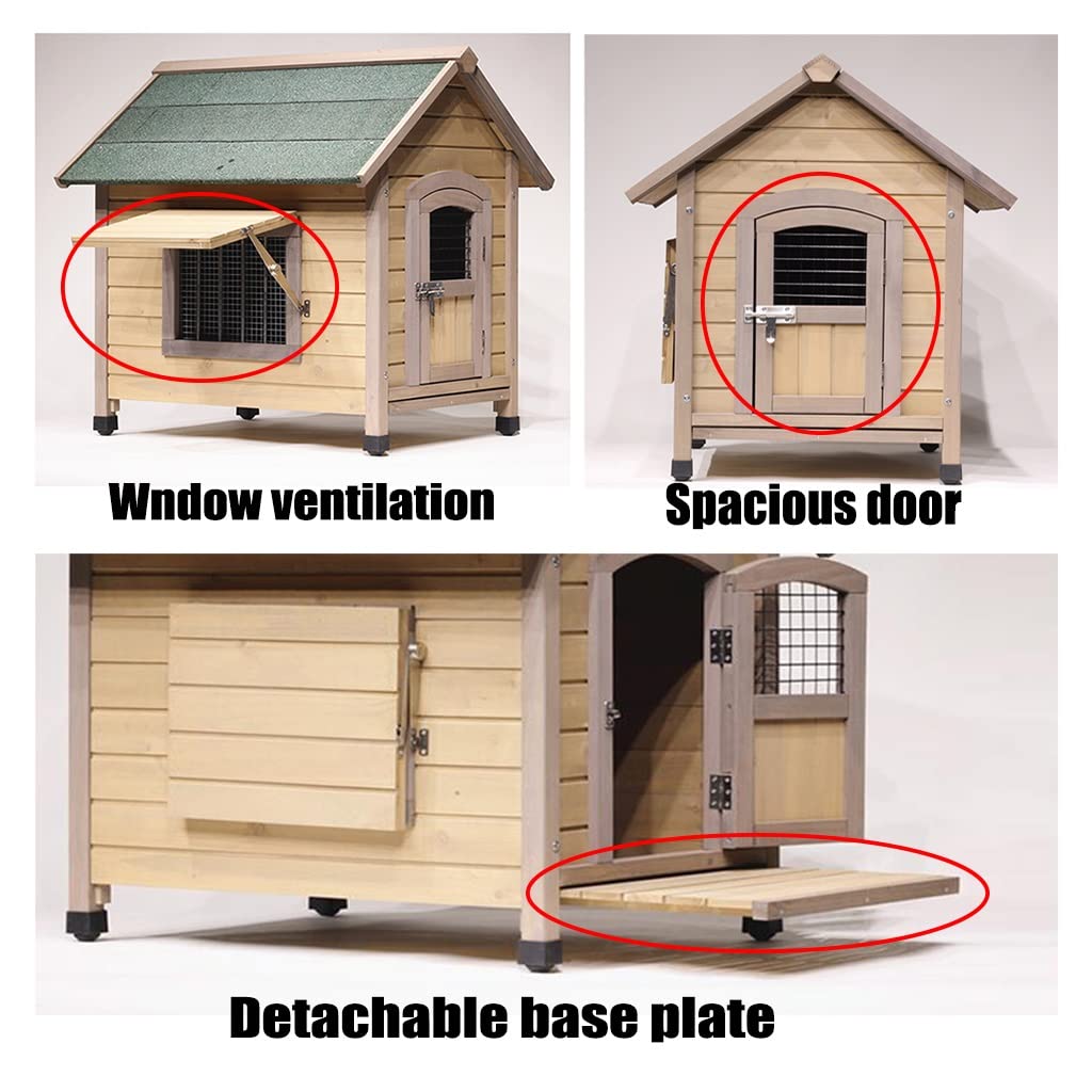 Dog Houses Large Outdoor Solid Wood Dog House Luxury Pet Shelter, Waterproof and Durable Pet House with Ventilation Out Windows, Easy to Install (Size : 130x120x110cm)