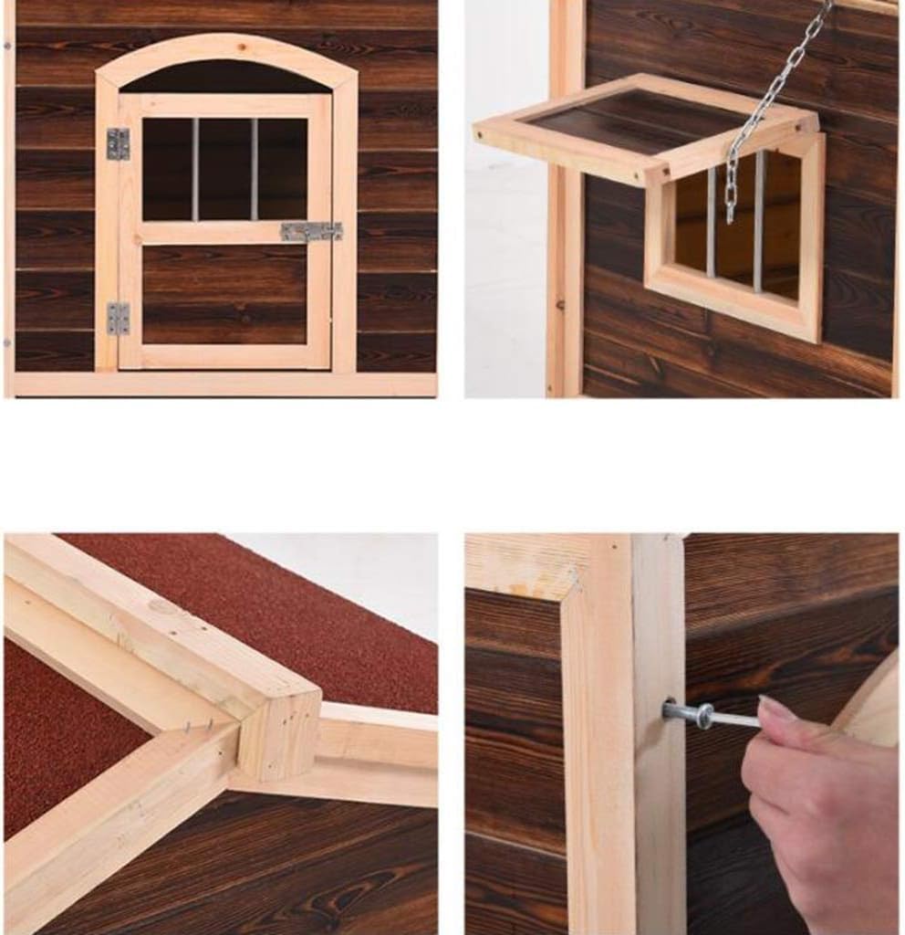 Wooden House Outdoor Cartoon Pet Cage Indoor Pet Supplies Small and Medium-Sized Storage Box Gift Pet House(65x55x65cm)