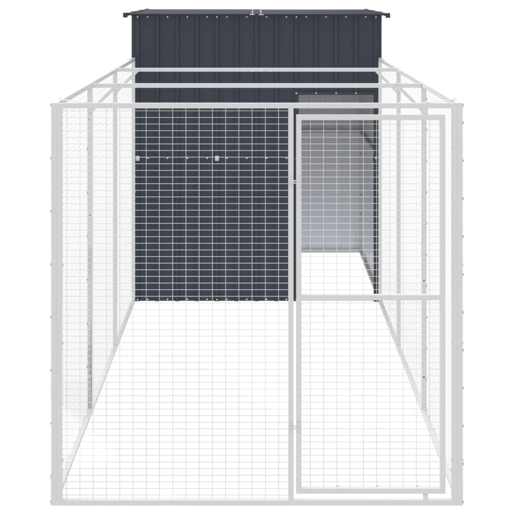 Outdoor Dog House with Extended Run 65"x179.1"x71.3" Steel
