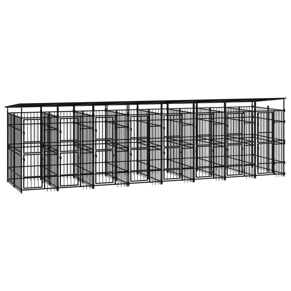 Dog Kennel Enclosure Houses Outside, Black Powder-Coated Steel Cage, Dogs, Outdoor Pet Run, House, Kennels