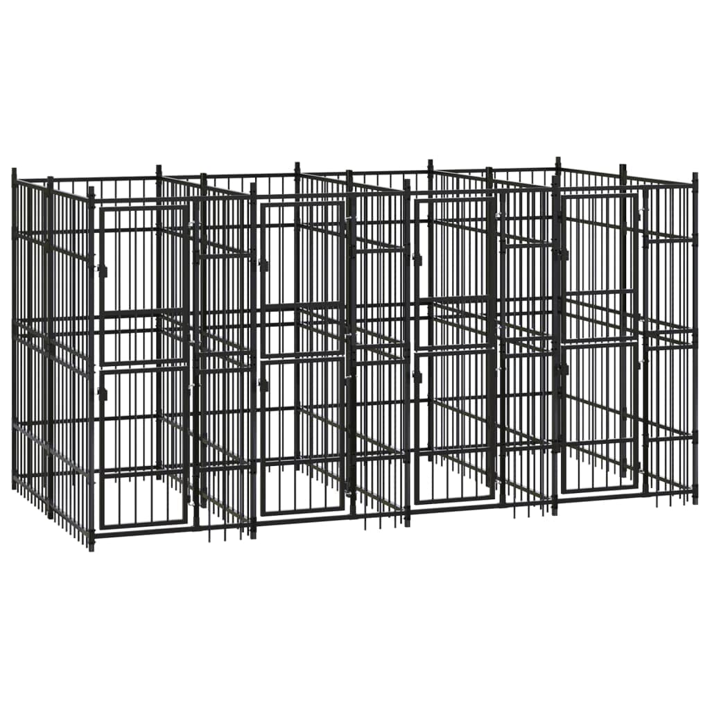 Dog Kennel Enclosure Houses Outside, Black Powder-Coated Steel Cage, Dogs, Outdoor Pet Run, House, Kennels