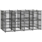 vidaXL Outdoor Dog Kennel with Roof, Large Steel Pet Enclosure for Multiple Dogs, Weatherproof and Secure Shelter