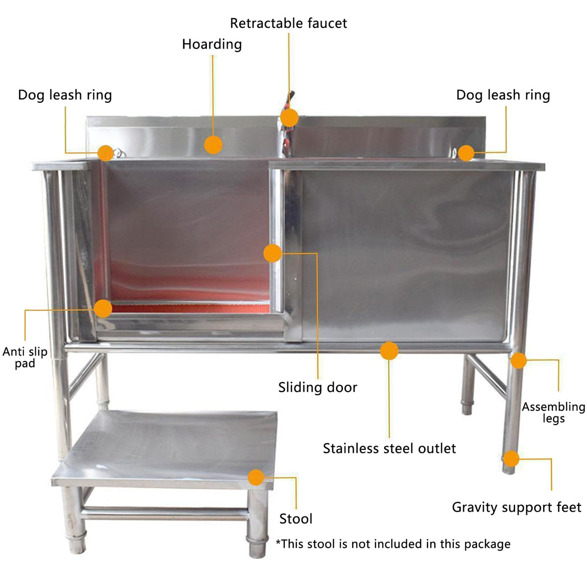 Pet Grooming Salon,Dog Grooming Tub,Dog Bathtub,Washing Sink for Home,Stainless Steel Dog Cat Washing Station for Large Dogs,Pet Dog Bathing Station,Dog Washing,80cm/31in