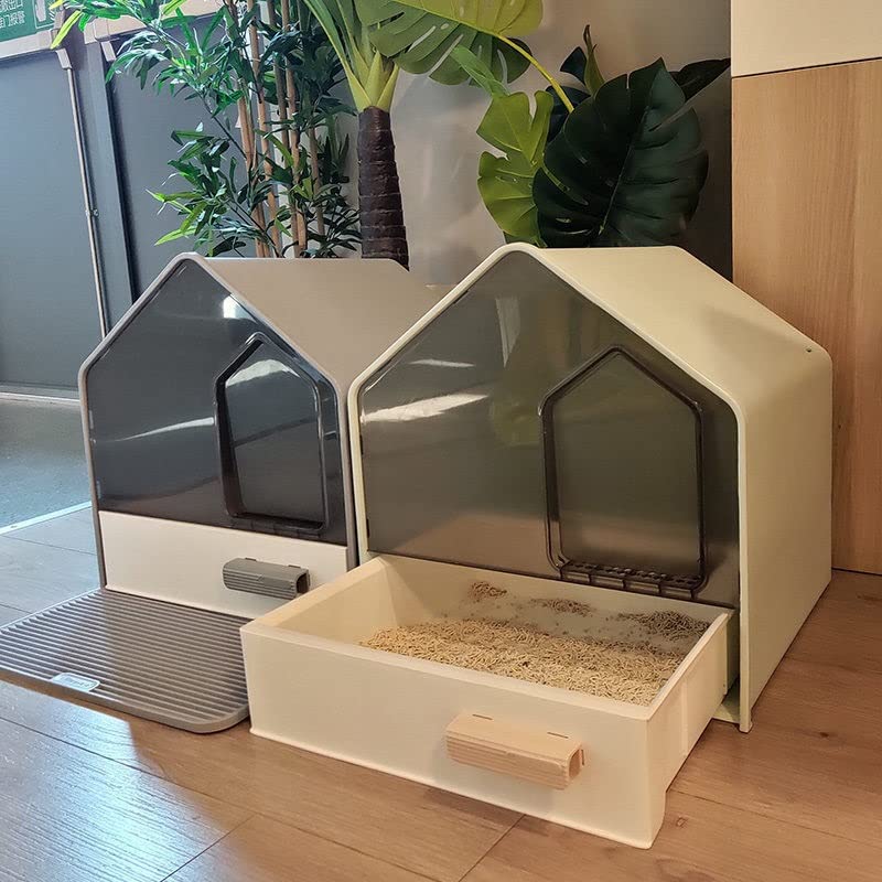 Fully Enclosed Cats Litter Box Drawer Type Cats Toilet Anti Splash High Fence Pet Toilet Tray (Color : C Size : Less Than 12 catties) (B Less than 12 catties)