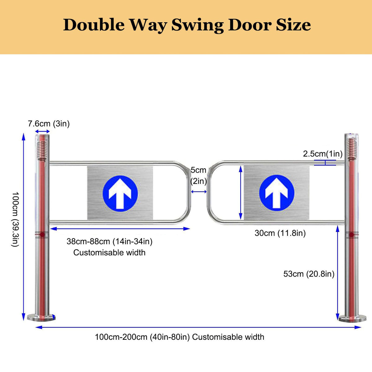 Stainless Steel 90° Swing Safe Gate 1 Way Access Door for Markets Lines Scenic Bars 110x100cm Security BER