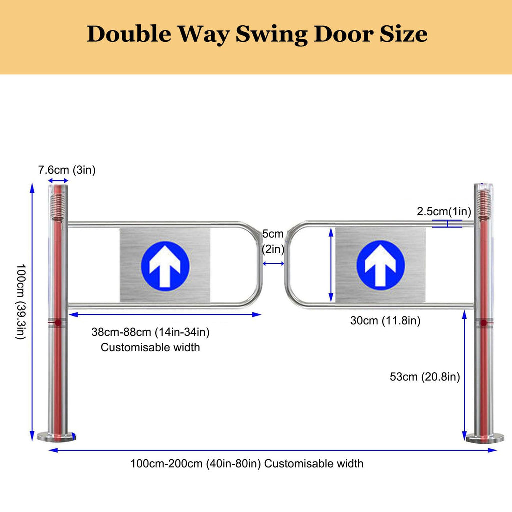 Stainless Steel Swing Safe Gate 90° One Way Access Door for Markets Lines Scenic Bars 100x100cmGate for Secure Entry