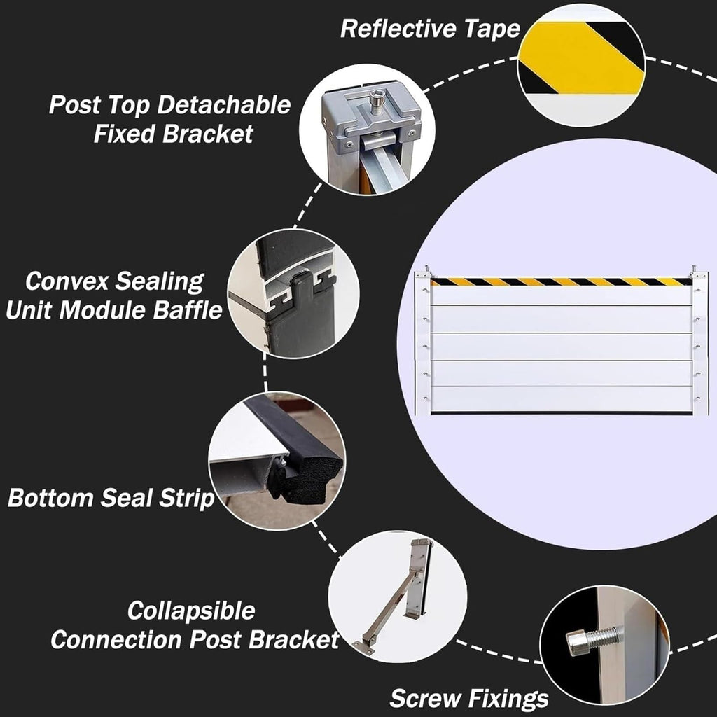 Aluminum Flood Barriers/Gates for Home Doors, Reusable Flood Prevention Barrier Water Stopper Shield for Outside/Indoor/Garage Door/Basement Entrance/Patio/Gates Subways(H 4ft/120cm,L 350cm(11.5ft))