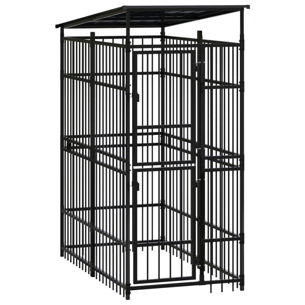 Dog Kennel Enclosure Houses Outside, Black Powder-Coated Steel Cage, Dogs, Outdoor Pet Run, House, Kennels