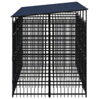 vidaXL Outdoor Dog Kennel with Roof, Large Steel Pet Enclosure for Multiple Dogs, Weatherproof and Secure Shelter