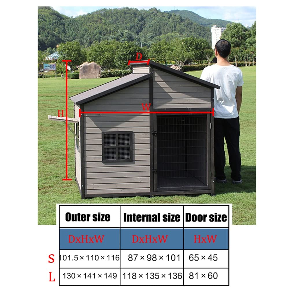 Dog Houses Outdoor Solid Wood Pet House Dog House, Luxury Cabin Rain and Sun Protection, for Large and Medium Pets, Easy to Install (Size : 101.5x110x116)