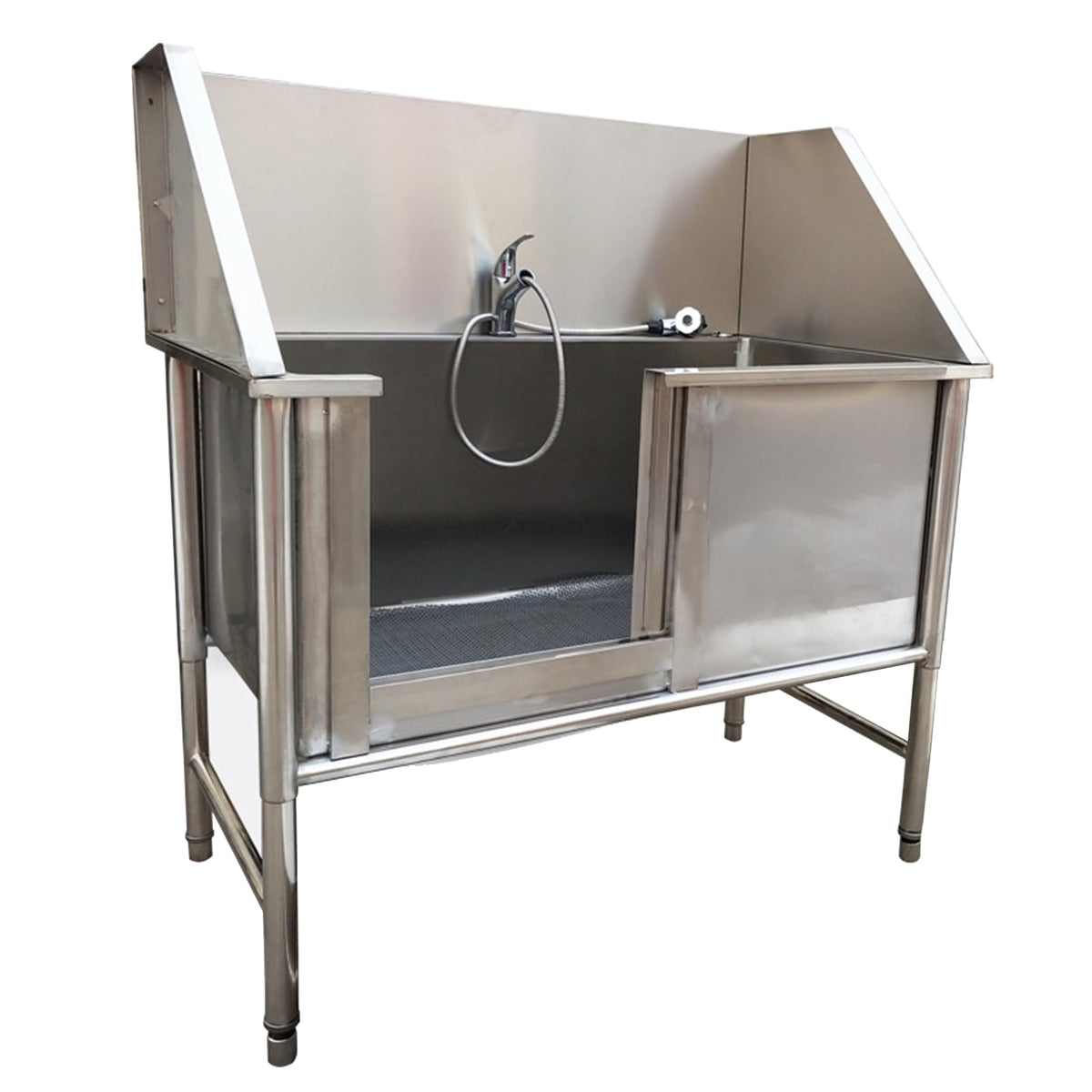 Dog Grooming Bath Tub - Stainless Steel Home Pet Washing Station with Sliding Door, Ideal for Large and Small Dogs