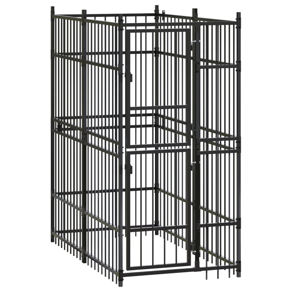 Dog Kennel Enclosure Houses Outside, Black Powder-Coated Steel Cage, Dogs, Outdoor Pet Run, House, Kennels