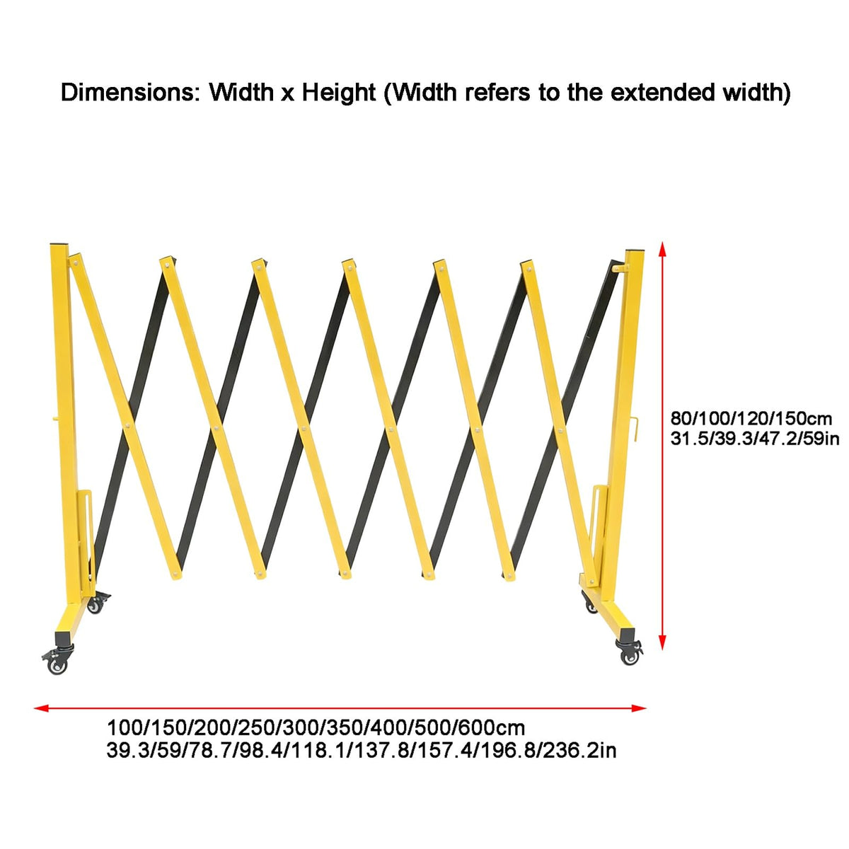 Expandable Folding Security Gate - Outdoor Retractable Scissor Door for Schools Portable Traffic Control Barrier with Wheels (31.5"x236.2") - Durable Easy to Use Connectable Design