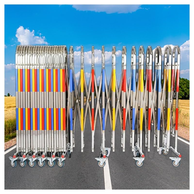 Expandable Stainless Steel Industrial Mobile Safety Barrier Gate, Retractable Traffic Fence with Casters for Supermarkets and Schools, 3.6x26.2FT (1.1x8M)