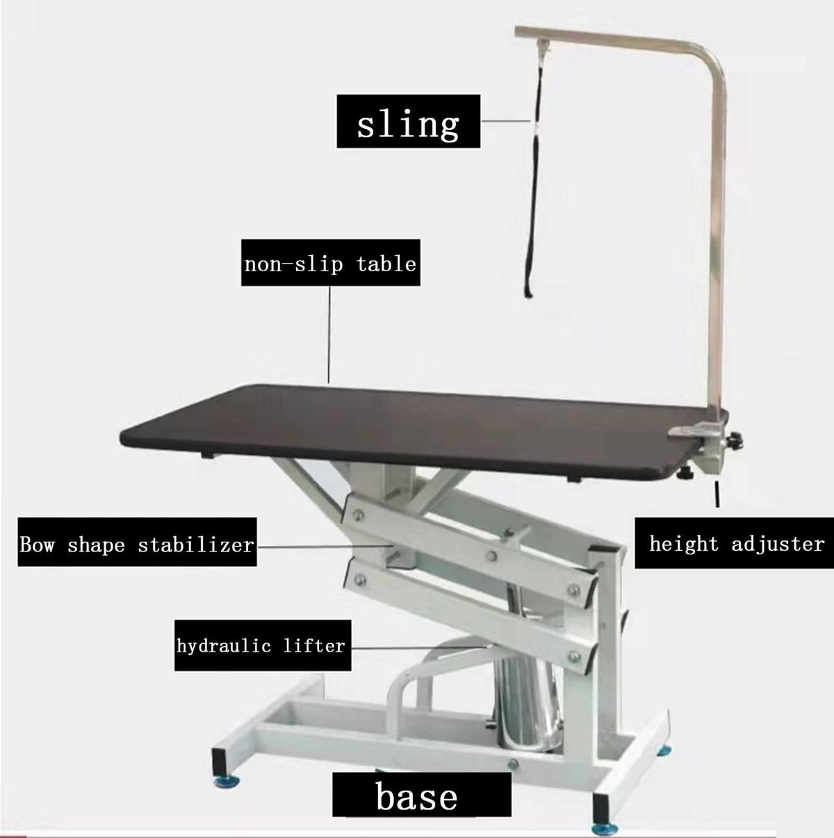 Adjustable Hydraulic Pet Dog Grooming Table Lift, The Bracket Can Be Detached and Lifted Smoothly, and The Surface is Non-Slip (One Color Lotus)