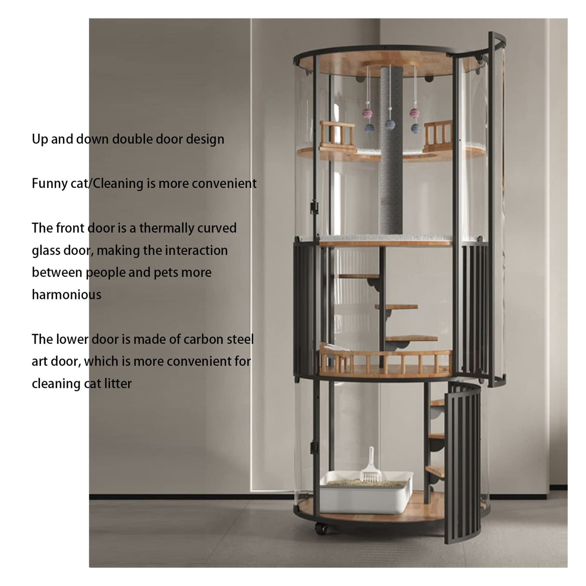 cat Enclosure Panoramic Cat Villa 360° Cage Glass Cabinet