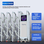 QIGONG Automatic Retractable Gate, Aluminum, Wall Mount, 63x39 Inches, Customized Color, 15 Pounds