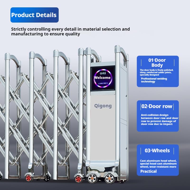 QIGONG Automatic Retractable Gate, Aluminum, Wall Mount, 63x39 Inches, Customized Color, 15 Pounds