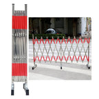 Expandable Stainless Steel Barricade Gate – Mobile Traffic Control Barrier, Accordion Fence for Crowd Safety, Temporary Roadblock for Schools, Hospitals, Public Spaces,Red Silver-1.2x8m