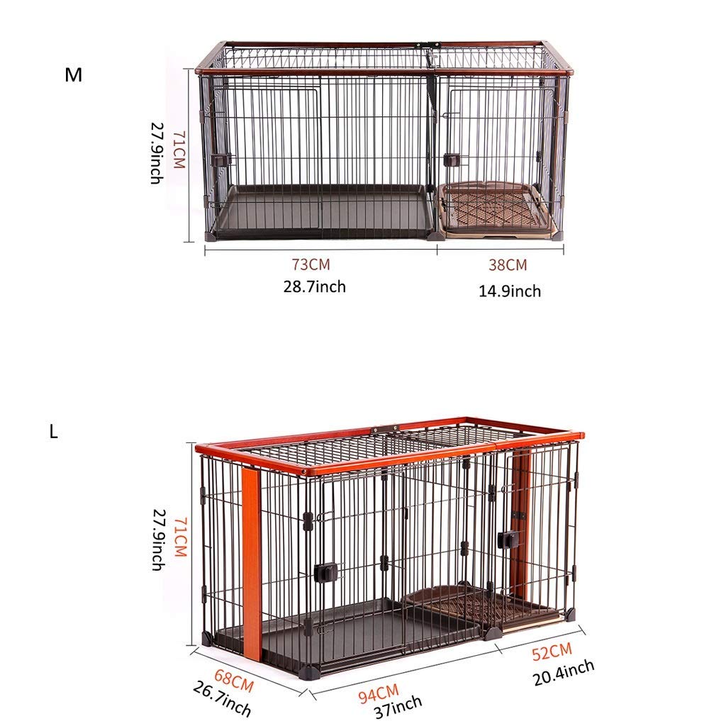 Crate Dog Cage Kennel with Toilet Pet Indoor Fence Fence Two-Bedroom Dog House Pet Playpen (Medium)