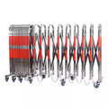 Expandable Barrier Gate, Flexible Mobile Metal Barricade, Durable Safety Barricade with casters, Stainless Steel Traffic Fence,Red-Silver-1.1x6m