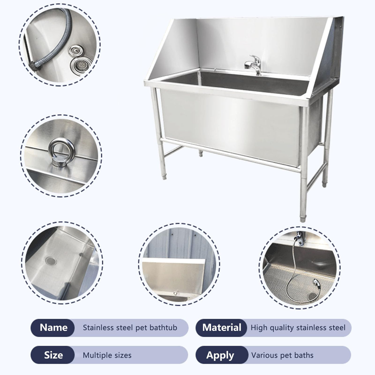 Stainless Steel Dog pet Grooming Bath tub,Dog Wash Sink Station,Pet Bathing Tub,Washing Sink for Home,Dog Washing Station Pet Bath Tub,Professional Stainless St,Depth 40cm/15.7in-100cm/39.4in