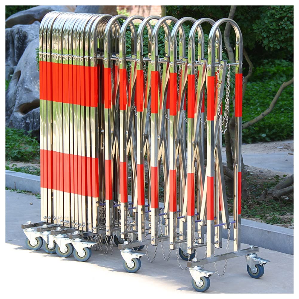 Telescopic Traffic Fence Folding Portable Scissor Gate,Folding Security Barrier Gate Expandable Metal Barricade Traffic Fence Safety Barricade with Casters 360° Rolling Barricade Gate for Dr